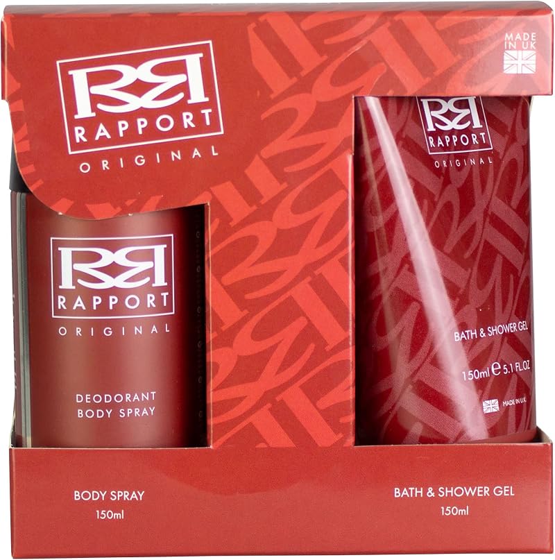 Three Pears Rapport Original Gift Set 150ml Bath Shower Gel Deodorant Body Spray