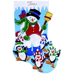 Penguin Party Stocking Felt Applique Kit-16-1/2 Long