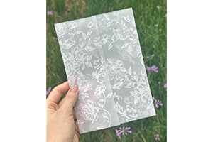 Puremigo 100 Pack Pre-Folded Vellum Jackets for 5x7 Invitations - White Rose Flower - 115GSM Vellum Paper 5x7 Jackets - Weddi