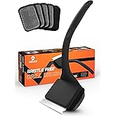 MEKER Grill Brush Bristle Free, Grill Cleaner Brush with 5 BBQ Replacement Head for Cast Iron, Stainless Steel Grates, Safe Grill Scraper Outdoor BBQ Grill, Black