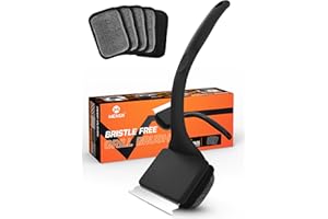 MEKER Grill Brush Bristle Free, Grill Cleaner Brush with 5 BBQ Replacement Head for Cast Iron, Stainless Steel Grates, Safe Grill Scraper Outdoor BBQ Grill, Black