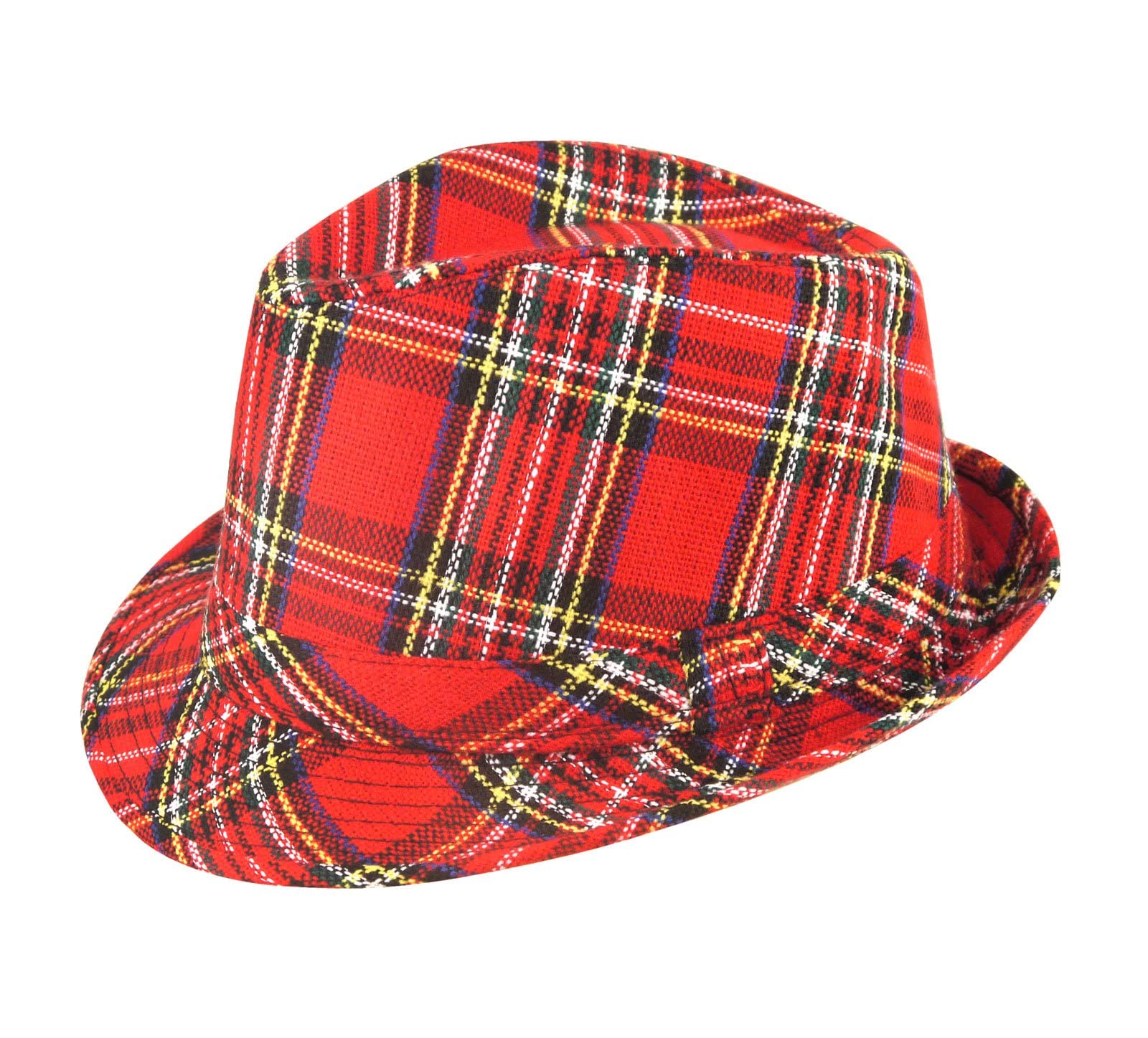 deevan New Adult Fancy Dress Trilby Tartan Scottish Burns Night Hat Bay City Rollers Red