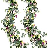 ASTNIC 2 Pack 5.68 FT Artificial Daisy Garland with 3D Butterfly, Hanging Fake Flowers Greenery Eucalyptus Garland Floral Vines for Wedding Table Home Room Sping Decor