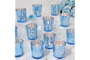 UPBUD Votive Candle Holders Set of 24, Speckled Mercury Blue Candle Holders for Wedding Centerpiece Table Decorations, Tealight Candle Holder for Party Bridal Shower Decor, Home Decor