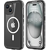 Guirble Magnetic for iPhone 15 Plus Case Waterproof, [Built-in Lens & Screen Protector] [Shockproof] [Dropproof] [Dustproof] Full Body Protection Durable Phone Case - Black