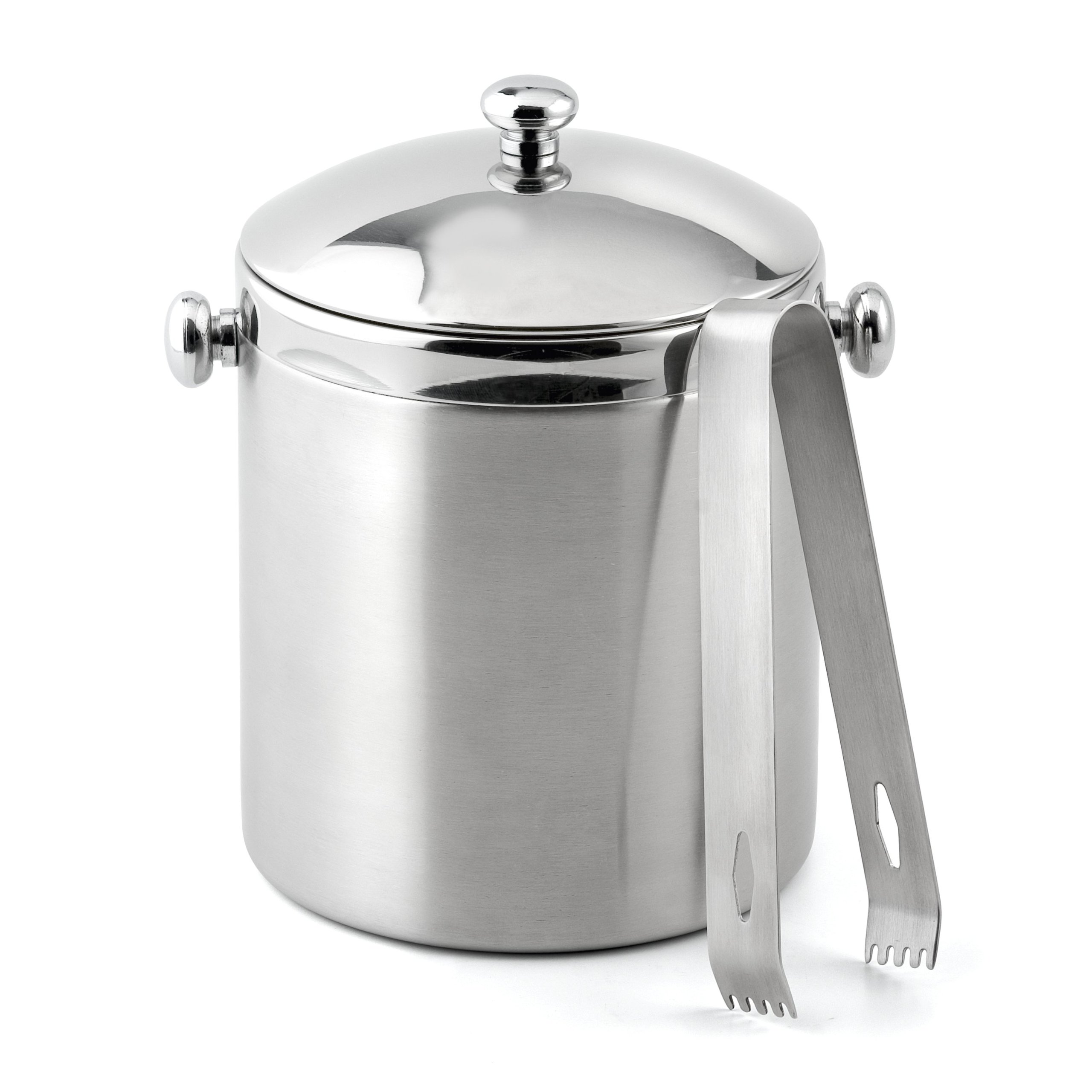 Weis Ice Cube Bucket with Tongs, Stainless Steel, Silver, 12 x 12 x 16 cm