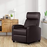Yaheetech Recliner Armchair Brown PU Leather Footrest Adjustable Backrest Sofa view 2
