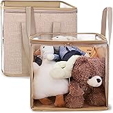 holay 2 Pack Storage Bins PVC Boxes with Transparent Lid & Handles - Durable & Foldable - Multi-Purpose Organizer for Clothes, Books, and More (Brown, Large)