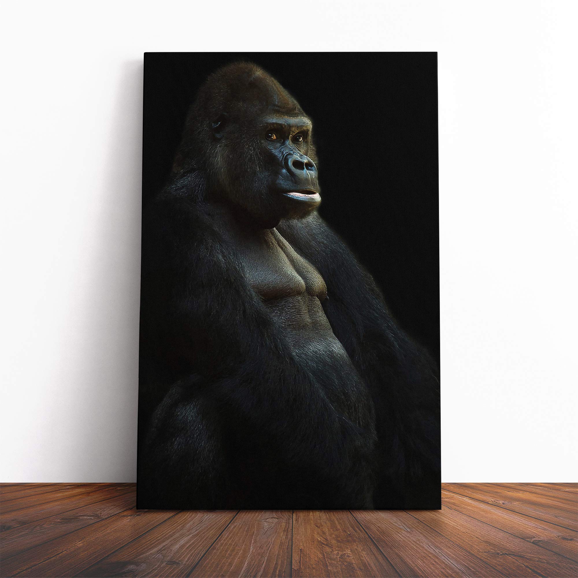 Silverback Gorilla Vol.2 Canvas Print | Gallery Wrapped 30mm Frame Wall Art | 20x14 inches | Ready to Hang | Modern Animals Picture | Living Room Bedroom Lounge Office
