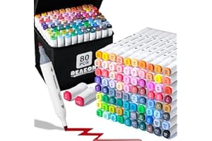 Reaeon Alcohol Art Markers, 80 Colors Fine & Chisel Dual Tip Marker Set, Permanent Art Markers for Adults Sketching Painting Drawing and Coloring(White Barrel)