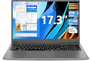 SGIN 17 Inch Laptop Computer, 8GB RAM 512GB SSD Laptops with Intel Celeron Quad Core Processor, IPS FHD Display, Webcam, Dual Wi-Fi, Buletooth 4.2, Mini HDMI, USB 3.0, 8000 mAh Battery(Gray)