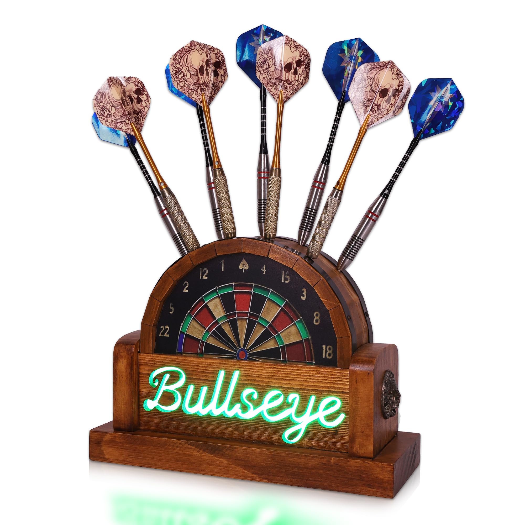 CoolGift Mart Beleuchteter Dart-Ständer, hölzerne Dart-Halter mit USB betrieben hält 9 Darts, Weihnachten Geburtstag Geschenke für Darts-Enthusiasten
