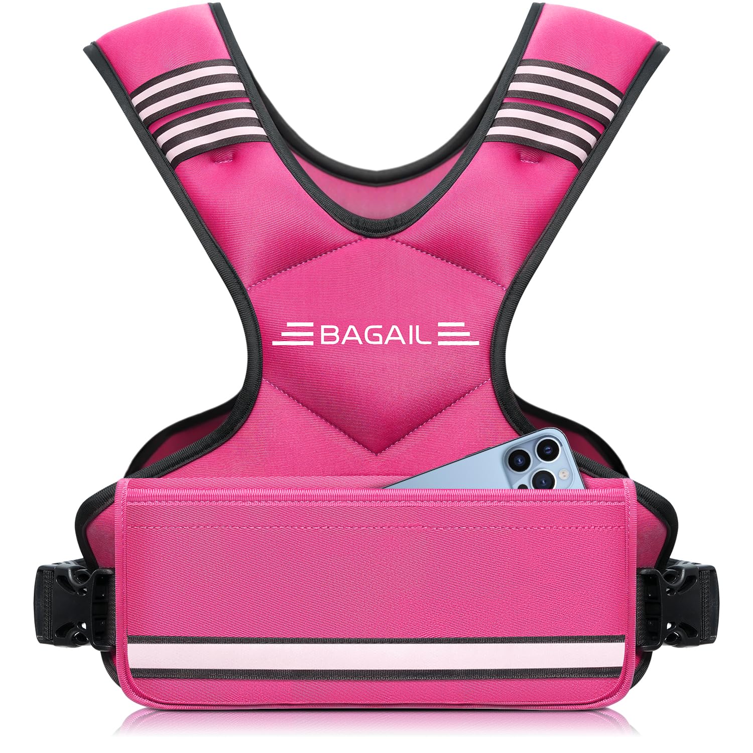 BAGAIL Adjustable Weighted Vest, 4-10lb/12-18lb/20-32lb Rucking Vest for Women & Men with 6 Weights & Large Pocket, Weight Vest for Home Workouts, Running, Walking and Strength Training - Pink Image