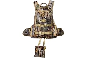 AMHEH Hunting Backpack with Rifle Bow Holder 31L - Silent Anti Glare Hunt Day Pack with Quick Access, One Size Fits Most Camo
