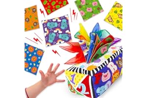 Innofans Montessori Sensory Toys for Babies - Baby Tissue Box Toy, Infant Play Scarves, Colorful Soft Scarf, Baby Toys, Pull Tissues Activities Gift Preschool Learning Toys for 3-6 9-12