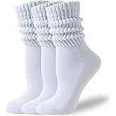 VoJoPi Women's Scrunch Crew Socks, 3 Pairs Cozy Retro Thick Slouchy Socks for Boots, Warm Winter Thermal Gift Set, US 5-11