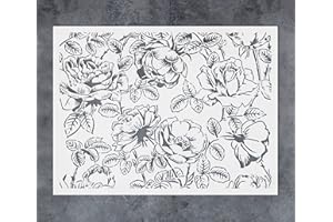 G GSS DESIGNS GSS Designs Large Flower Wall Stencils for Painting 12x16Inch Floral Stencil for Painting on Walls Wood Floor Furniture Crafts Plant Leaf Stencils