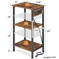 Asgolion Tall End Table with Charging Station, 3