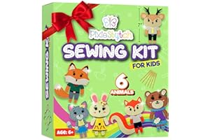 Pixiestytch Sewing Kit for Kids - Sew & Create 6 Adorable Stuffed Animal Projects - Fun DIY Craft Set for Ages 6 and up - Educational & Creative Sewing Kit for Girls & Boys - Gift for Young Crafters