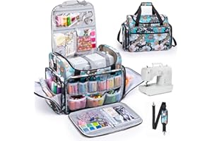 AMOIGEE Sewing Machine Case – Heavy Duty Sewing Machine Bag with Thick Padded Bottom, Sewing Tote Fits Most Standard Machines Compatible with Singer, Brother, Janome