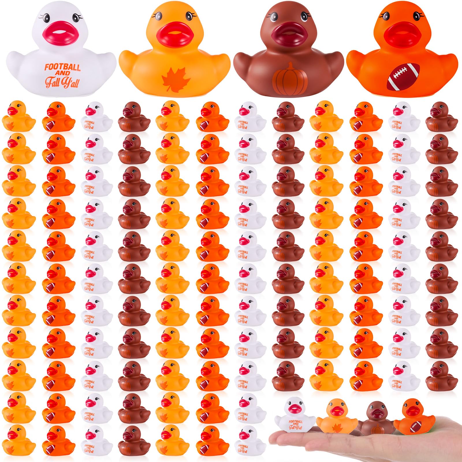 Photo 1 of Gejoy 100 Pcs Fall Football Rubber Ducks Assorted Sports Rubber Duckies Bulk Mini Pool Bath Toy Ducks Small Tiny Ducky for Autumn Theme Football Team Favors Gifts