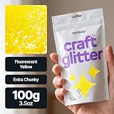 Hemway Fluorescent UV Neon Yellow Glitter 100g Extra Chunky view 2