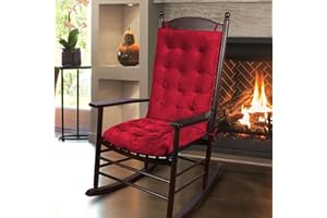 ELFJOY Solid Color Cozy Sanding Fabric Rocking Chair Cushions -Rocker Chair Pad Set V-GraceRed