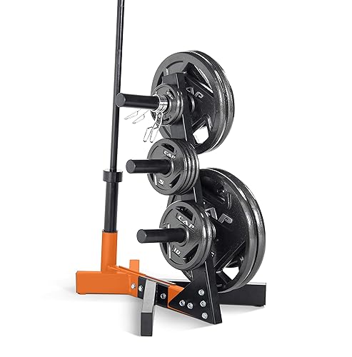 CAP Barbell Olympic Plate Tree Storage Rack for Weights and Bar