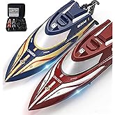 BEZGAR 12" RC Boat 2-Pack with Suitcase Auto-Flip &amp; 8-Shape Demo | High-Speed for Pool Lake Ocean Saltwater, Auto-Flip &amp; 8-Shape Demo Summer Toy, Gift for Kids &amp; Adults