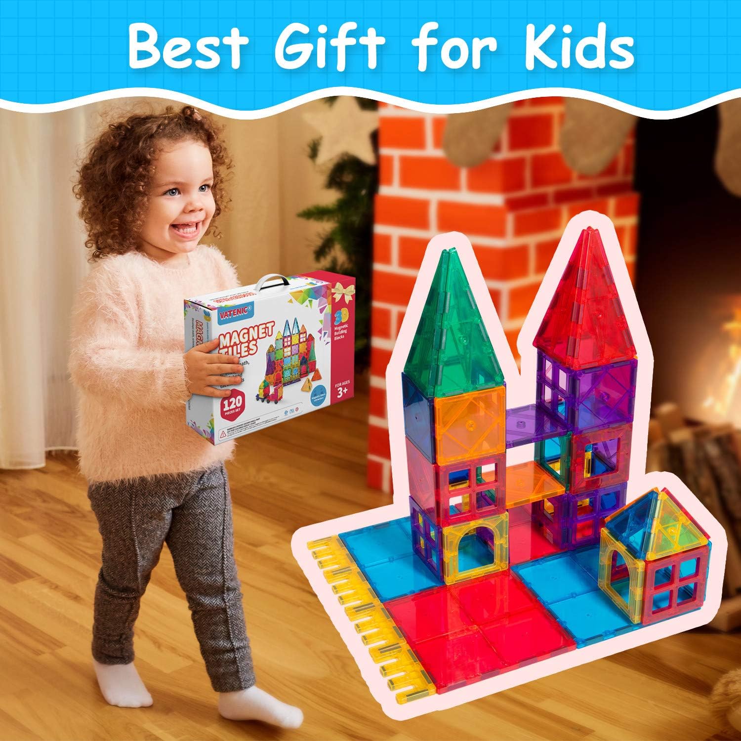 VATENIC 120PCS Kids Magnetic Tiles Building Blocks Set 3D Color Magnetic Blocks Toys for Kids Children,Educational Learning Toys Birthday Gifts for Boys Girls Age 3 4 5 6 7 8 9 10 Year Old: Toys & Games