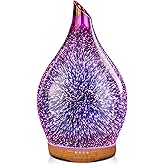 Porseme 280ml Essential Oil Diffuser 3D Hand-Blown Glass Aroma Diffusor, Aromatherapy Unltrasonic Cool Mist deffuser, 7 Color Changing Humidifier, Waterless Shut-Off, Timer Function for Home Office