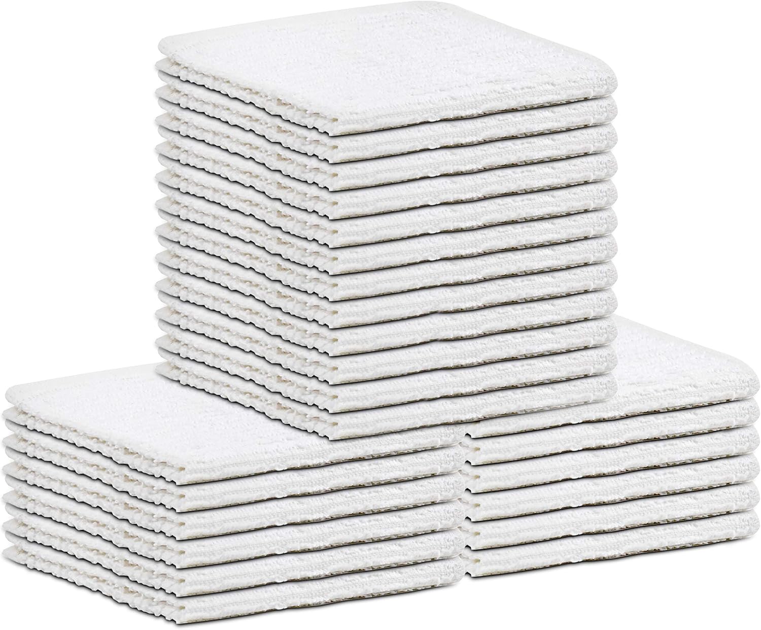 Talvania White Cotton Washcloths - Pack of 24 - Super Absorbent Ribbed Terry Towels Ideal for Body Scrub Gym Spa Multi-Purpose Home Kitchen Cleaning Towel - 12 X 12 Wash Cloth - 100% Ring Spun Cotton: Kitchen & Dining