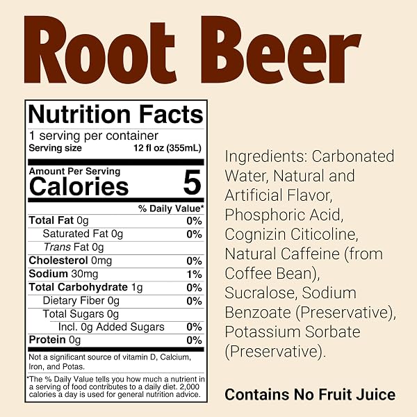 BUM SUGAR-FREE ENERGY DRINK, ROOT BEER – LIGHTLY CARBONATED & NO ARTIFICIAL COLORS, NATURAL CAFFEINE & CITICOLINE FOR ENERGY & FOCUS, BRAIN BOOST & WORKOUT SPORTS BEVERAGE – 12 OZ, PACK OF 12