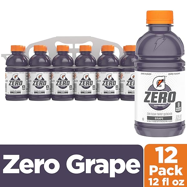 GATORADE THIRST QUENCHER ZERO SUGAR SPORTS DRINK, GRAPE, 12OZ BOTTLES (12 CT)