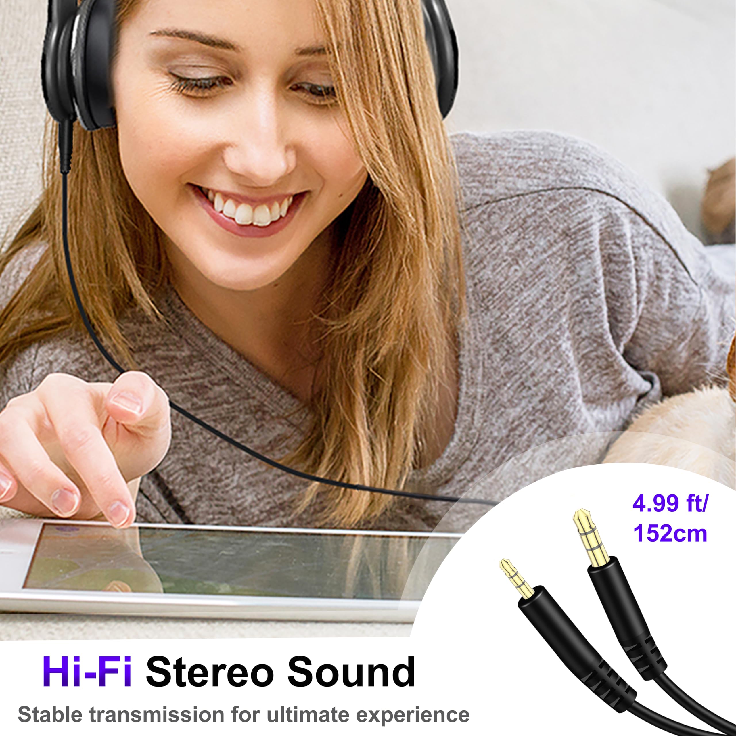 Replacement Audio Cable Cord for Bose Headphones Aux Wire 3.5mm to 2.5mm Compatible with Bose 700 Quietcomfort 25 QC25 35 QC35 QC35II 45 QC45 JBL Tune 710BT 660NC 760NC Headphones (No Mic)
