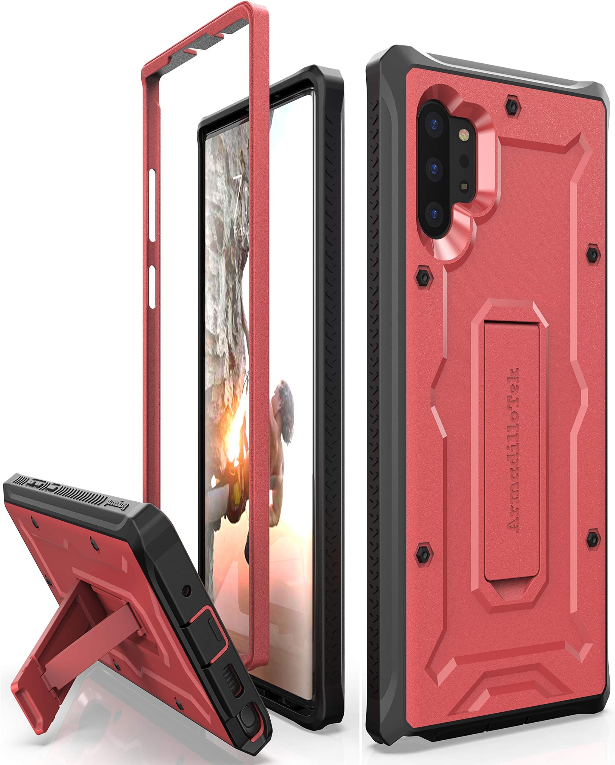 ArmadilloTek Vanguard Designed for Samsung Galaxy Note 10+Plus Case (2019 Release) Military Grade Full-Body Rugged with Kickstand Without Built-in Screen Protector - Red