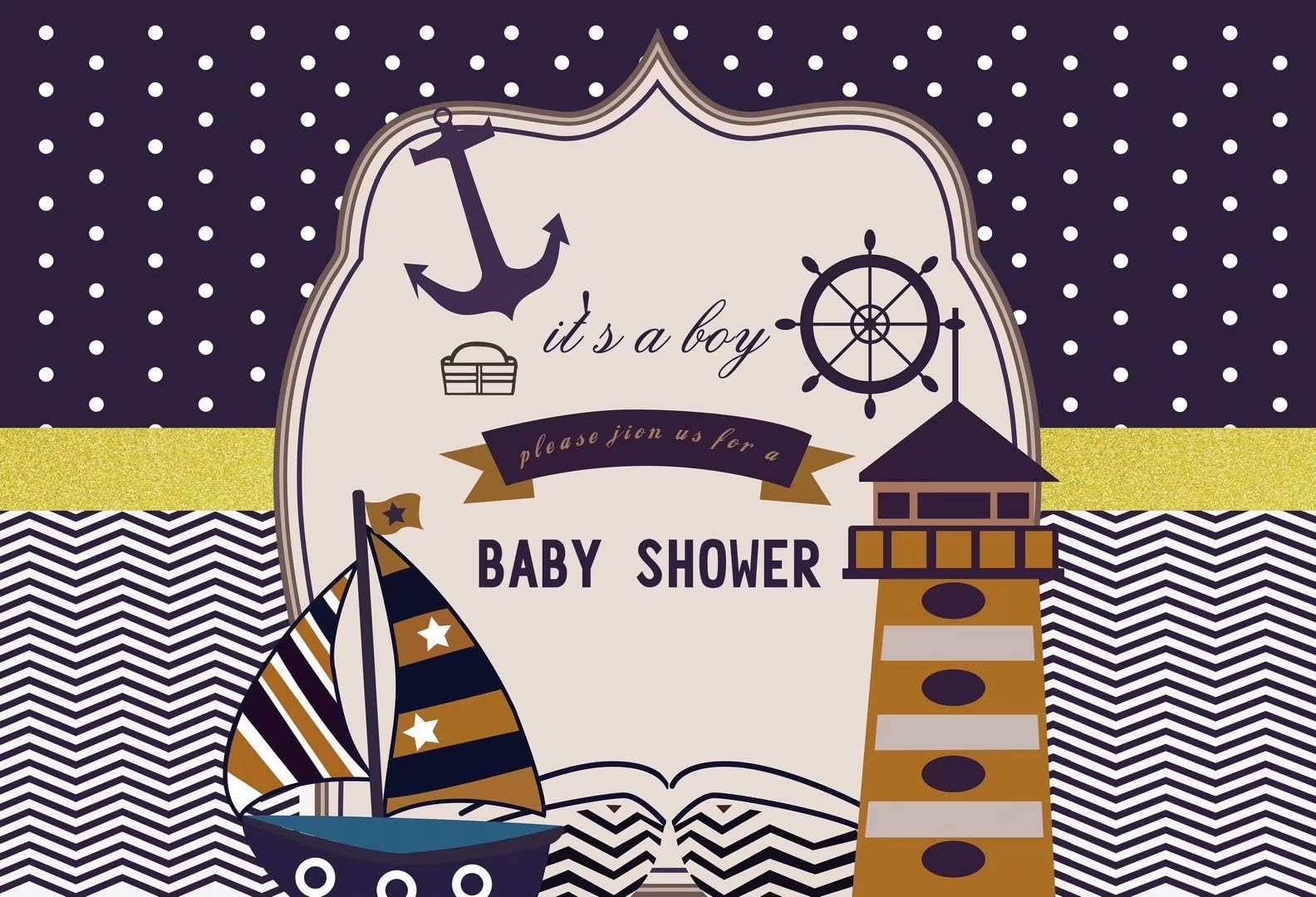 NIVIUS PHOTO 150x100cm Boy Baby Shower Backdrop It's a Boy Pirate Theme Background for Dessert Table Decoration W-3467