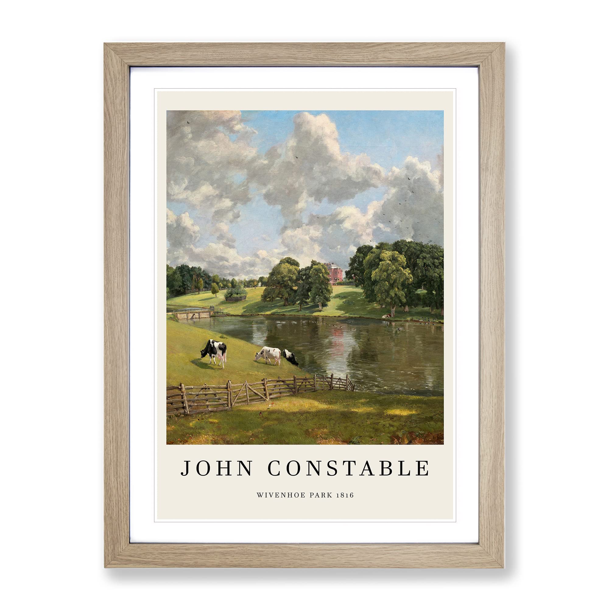 Wivenhoe Park In Essex By John Constable Exhibition Museum Painting Framed Wall Art Print, Ready to Hang Picture for Living Room Bedroom Home Office Décor, Oak A4 (34 x 25 cm)