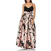 Eliza J Womens Gown Style Floral Jacquard Spaghetti Strap Vneck Dress