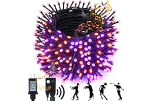 Toodour Halloween Lights Outdoor, 82FT 200 LED Halloween String Lights with Spooky Music Waterproof, Plug in Motion Sensor Orange & Purple String Light for Yard Bedroom Home Party Tree Halloween Decor