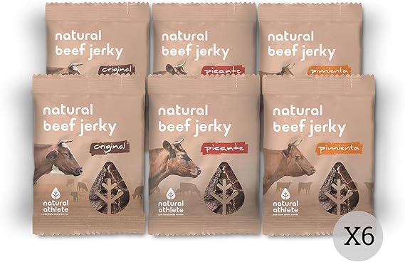 Beef Jerky Mix Natural Athlete Variety Of Flavours 100 Dried Beef Gluten Free Lactose Free No Refined Sugar Added No Artificial Additives Pack 6 X 25 G Amazon Co Uk Grocery