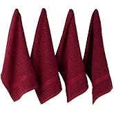 DII Basic Terry Collection Waffle Dishtowel Set, 15x26, Solid Wine, 4 Piece