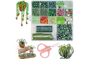 5500 Pcs DIY Beaded Plant Kit, Green Beads for Beaded Plants, Forever Plants Kit for DIY Plant Making, Crystal Leaf Jewelry B
