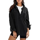 ANRABESS Sweatshirt for Women Oversized Casual Long Sleeve Side Slit Button Lapel Polo Pullover Tunic Tops 2025 Fall Outfits
