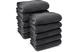 Sure-Max 10 Moving & Packing Blankets - Ultra Thick Pro - 80" x 72" (65 lb/dz weight) - Professional Quilted Shipping Furniture Pads Black
