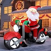 Bencailor 5.25 ft Christmas Inflatable Outdoor Decorations Signs Blow up Santa Claus Ride Motorcycle Yard Decorations Built-in LED Lights for Yard Garden Lawn Decor Party Favor