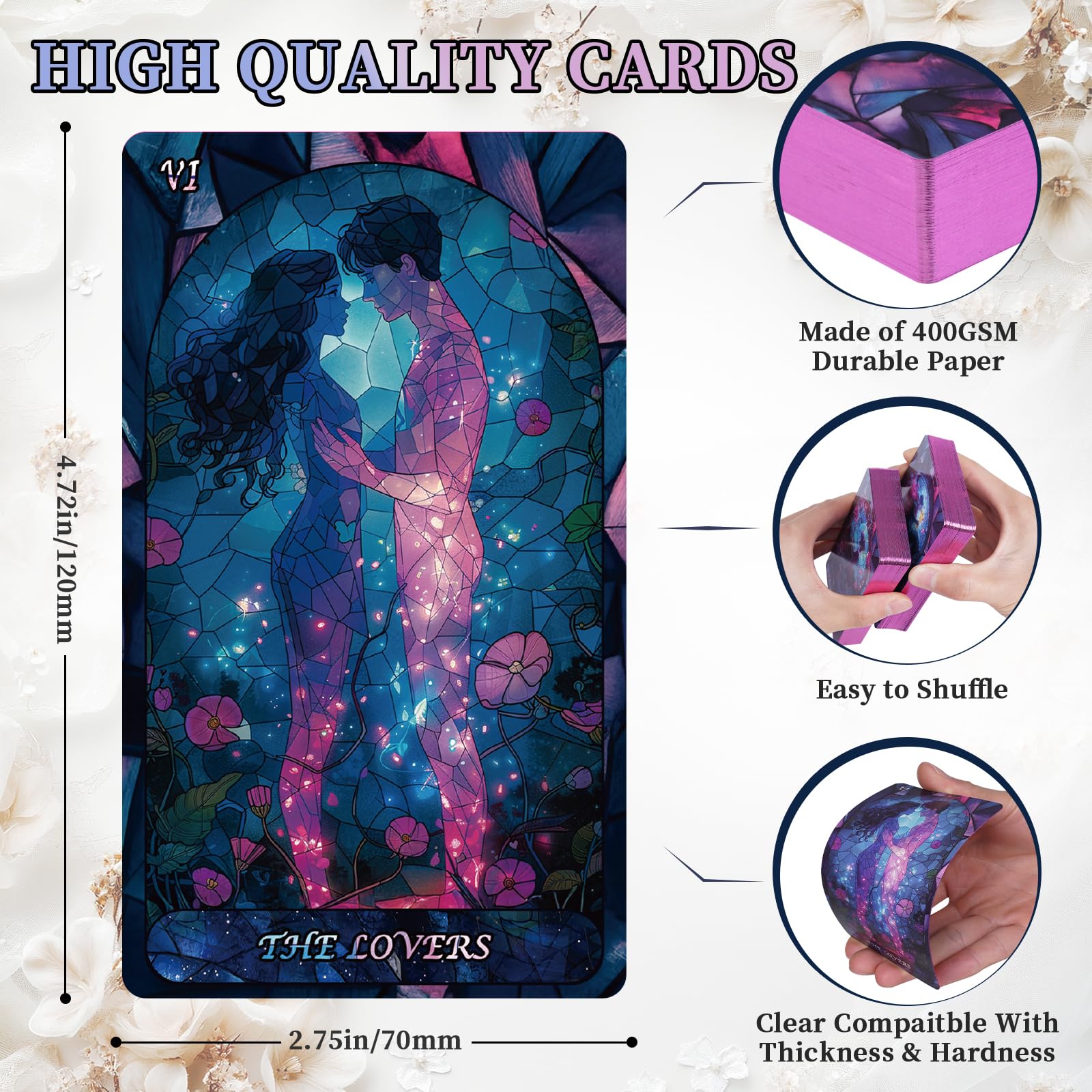 Love Tarot Cards with Guide Book for Beginners Original Unique New Pink Tarot Oracle Deck with Pretty Gold Foil Edge Guided Loving Meanings for Beginners