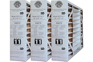 Lennox Healthy Climate 16x25x5 X6670 MERV 11 Filter-Actual Size 15 3/4" x 24 3/4" x 4 3/8". Pack of 3.