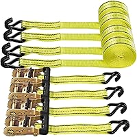 Partsam Heavy Duty Ratchet Cargo Tie Down Straps, 3000lbs Break Strength - (4) Heavy Duty 1.5" x 15' Cargo Tiedowns with Stee