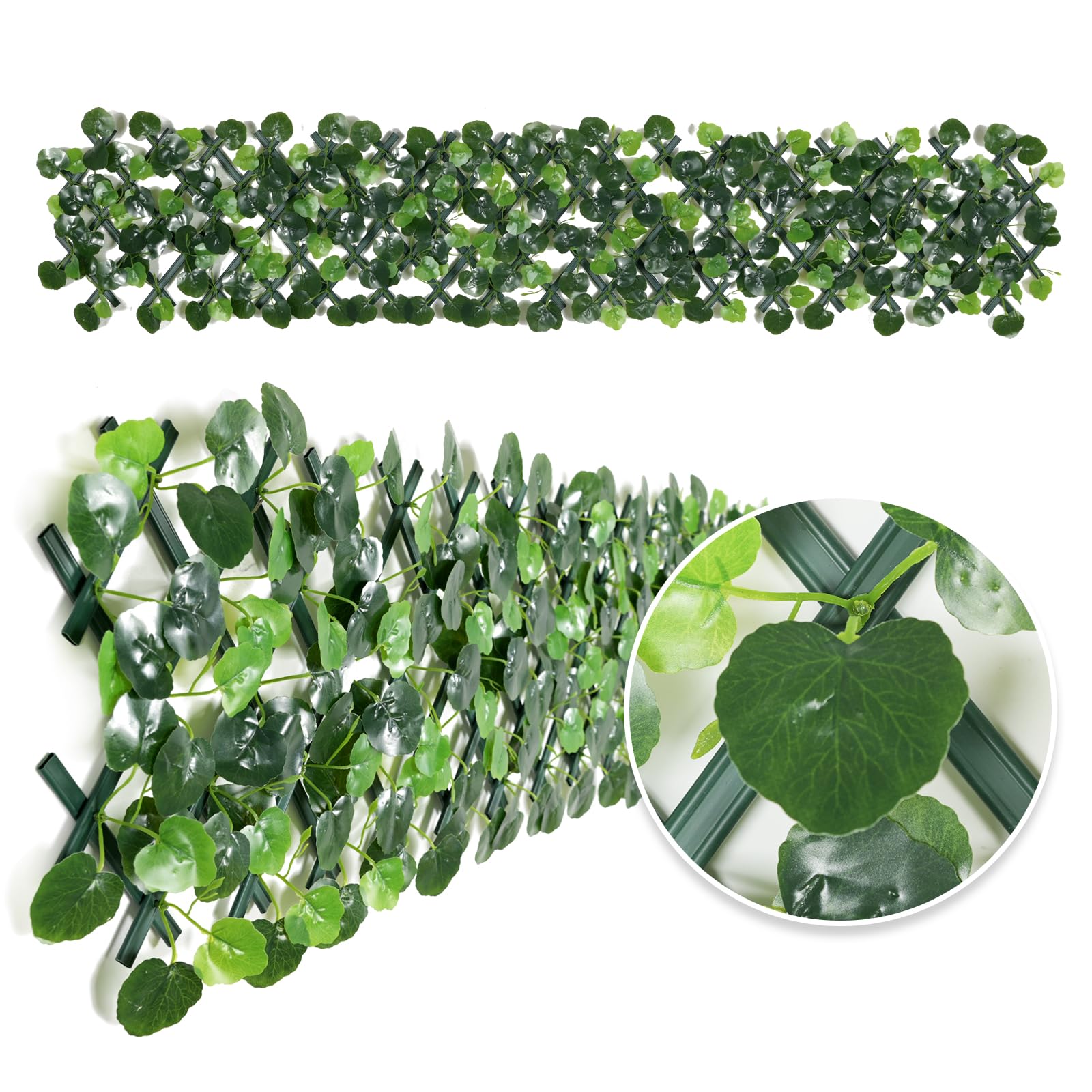 Expandable Garden Fence Screening Panels with Flower - Privacy Screen - Faux Ivy - Balcony - 200x30cm (Begonia Leaf)